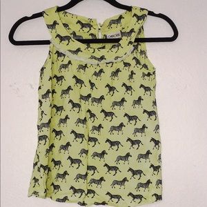 A green zebra print shirt